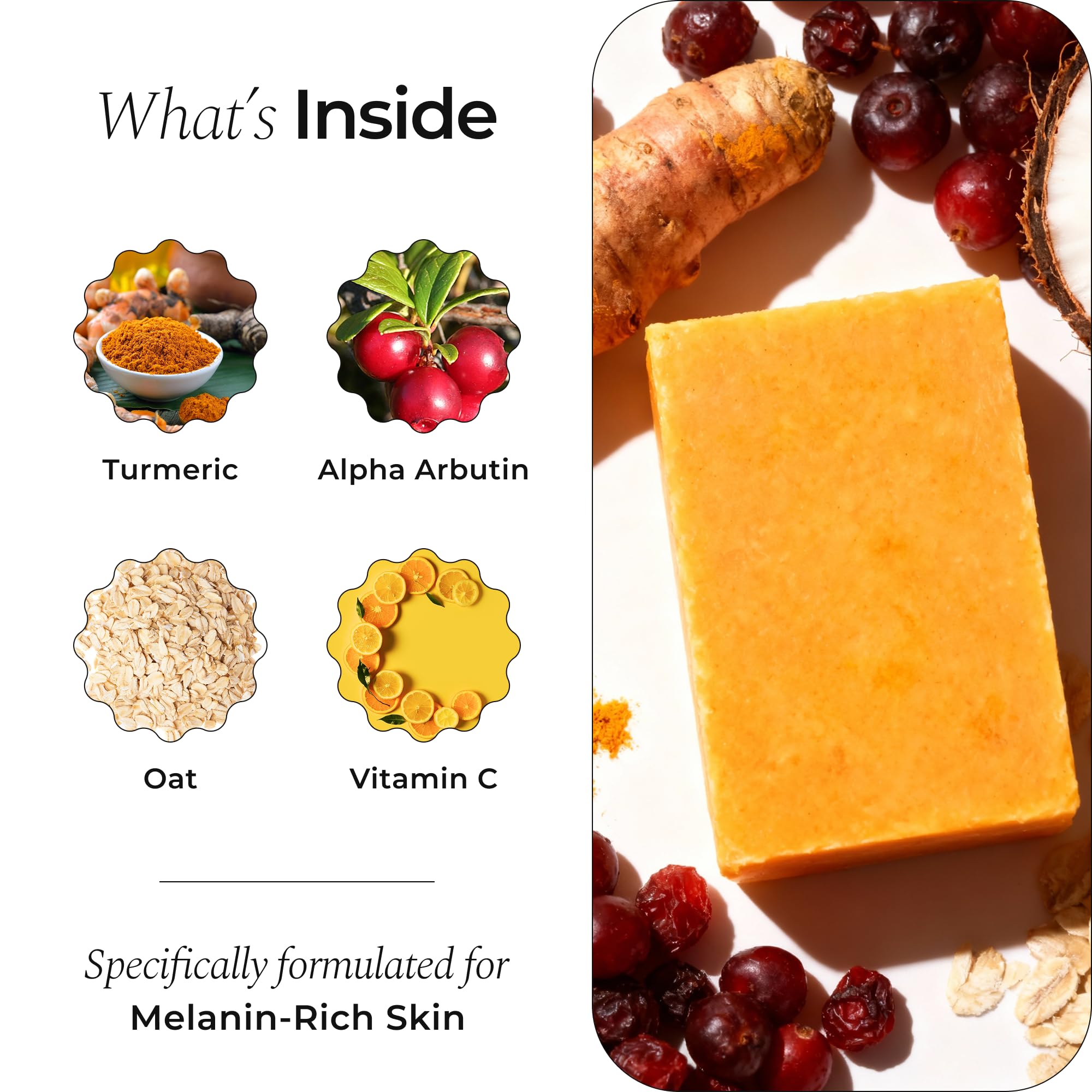 Bar of Glo Melanin turmeric soap on a clean surface.