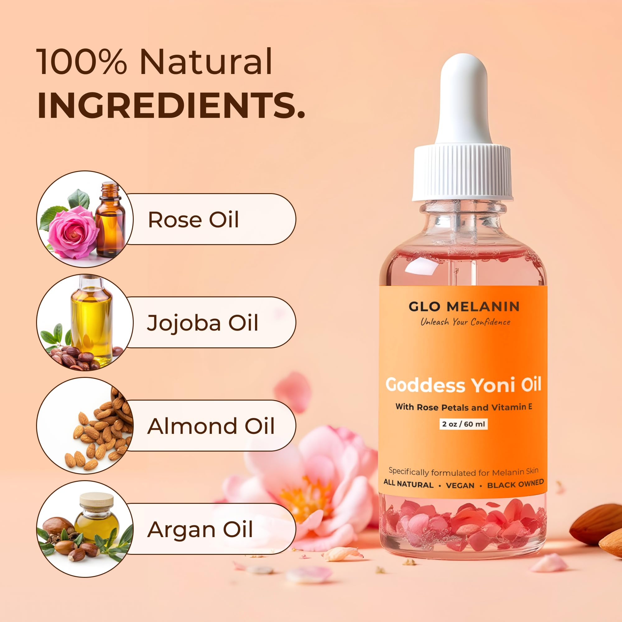 Glo Melanin Yoni Oil Wash vitamin E boosts skin nourishment