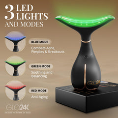 GLO24K LED vibration massage enhances skincare routine