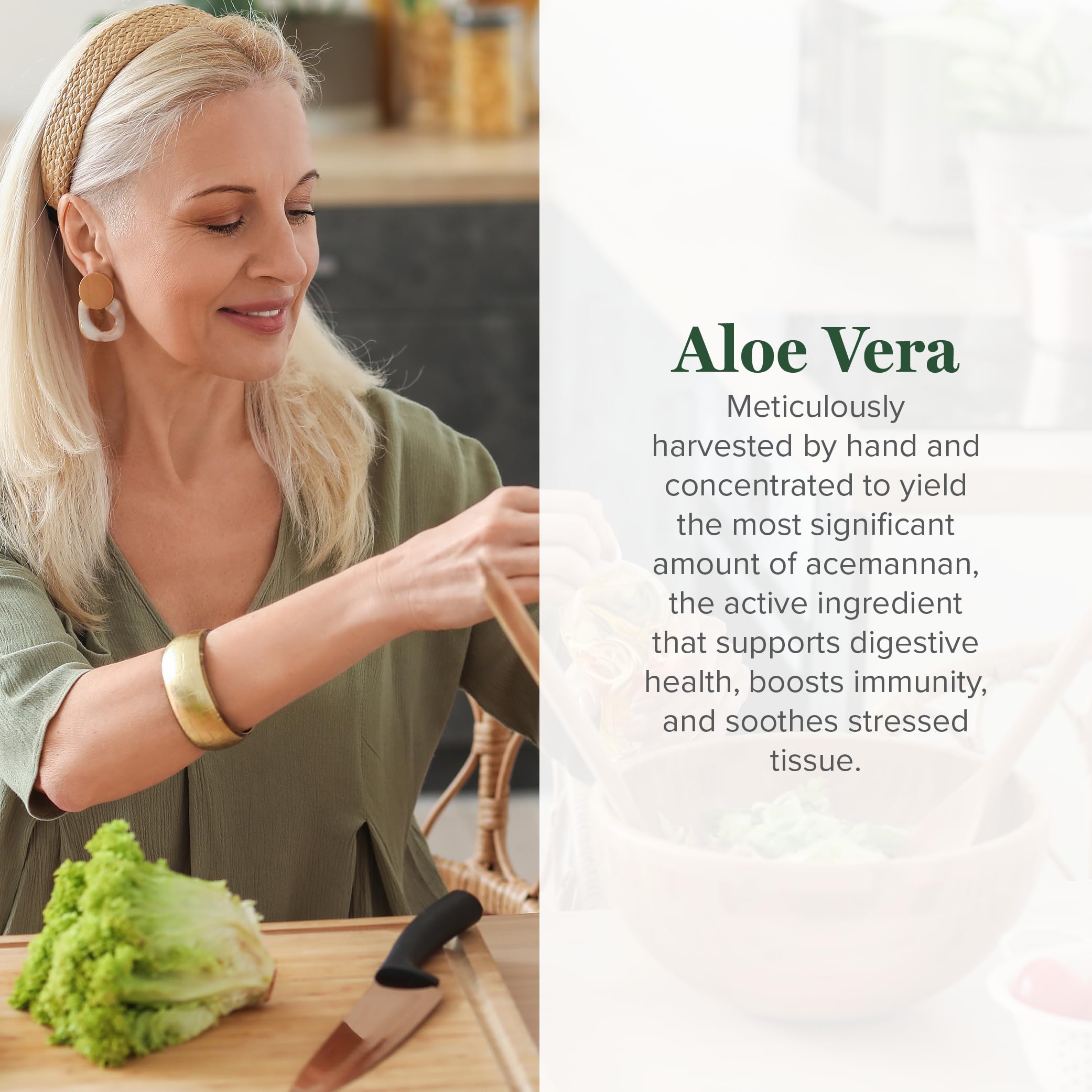 Global Healing Center Aloe Vera capsules close-up shows concentrated acemannan.