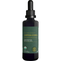Global Healing Center Ashwagandha Drops bottle with KSM-66 extract for stress support.