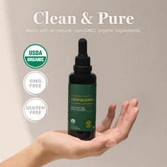 Global Healing Center Ashwagandha Drops packaging emphasizing quality and authenticity.