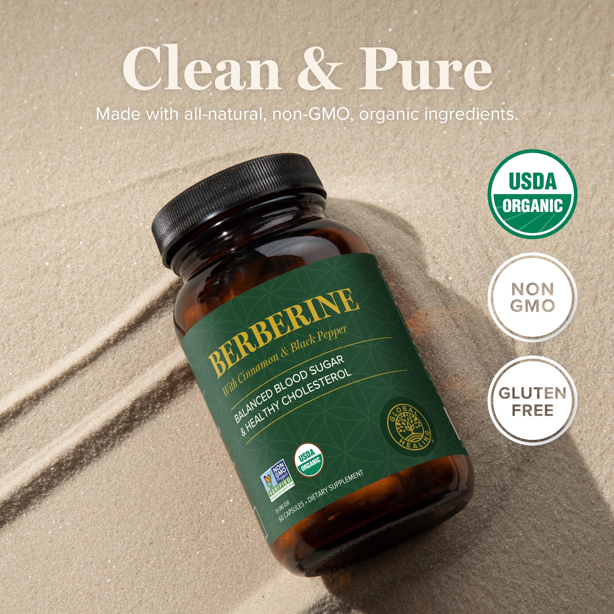 Global Healing Center berberine with cinnamon ingredient highlight for metabolic support