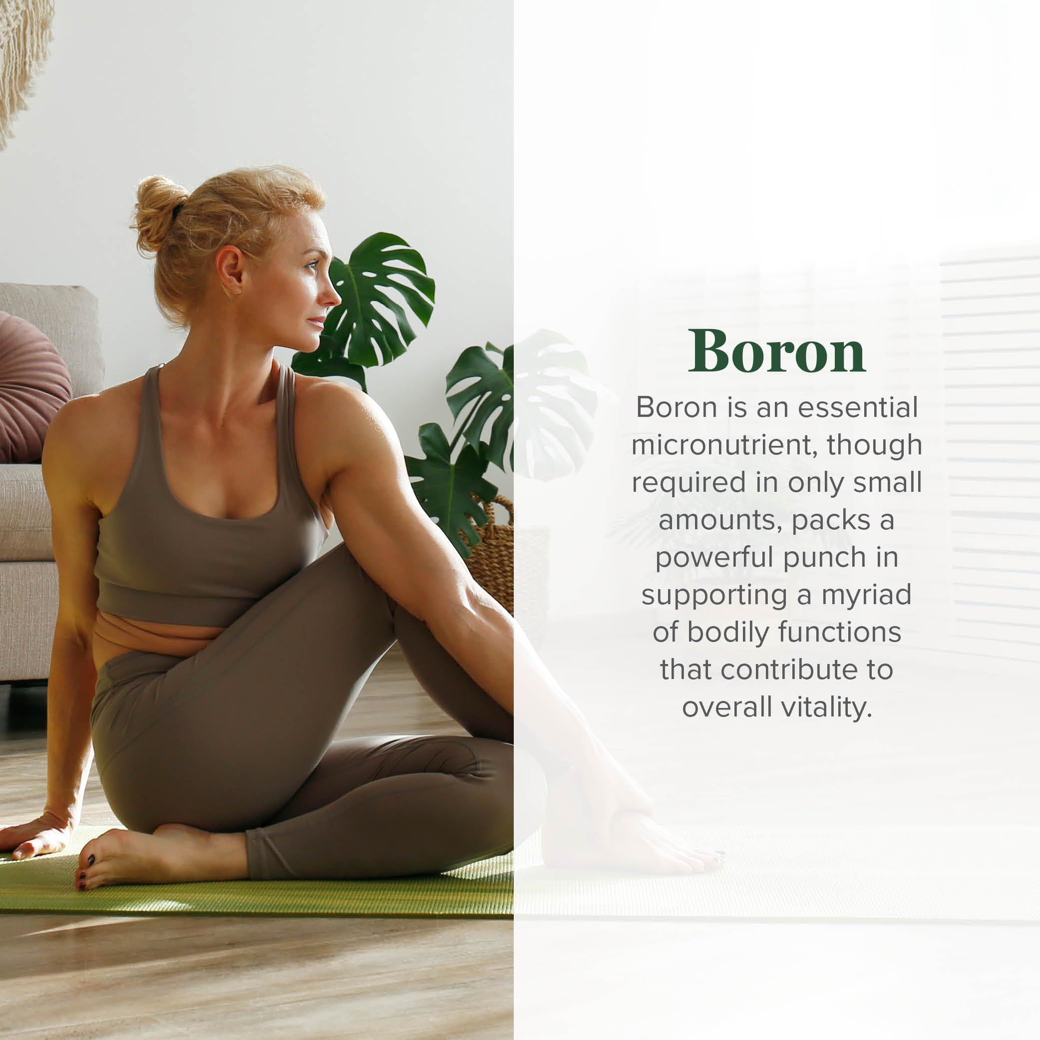 Boron supplement label close-up highlighting brand quality and USA origin