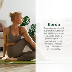 Boron supplement label close-up highlighting brand quality and USA origin