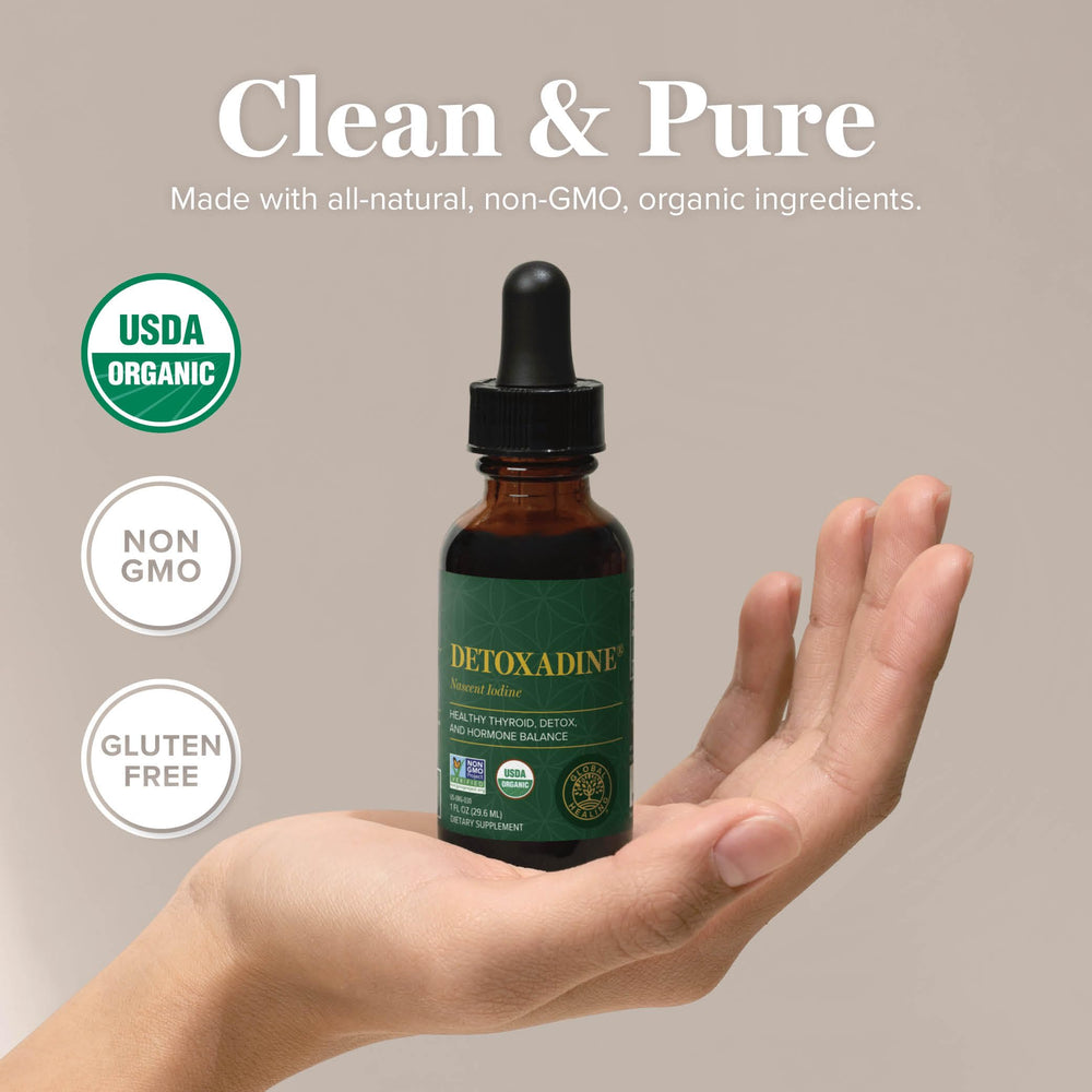 Detoxadine bottle pour demonstrating easy daily administration.