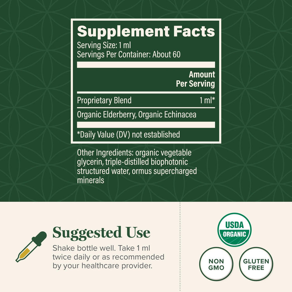 Global Healing Center immune-support liquid in a 2 oz bottle for daily use.