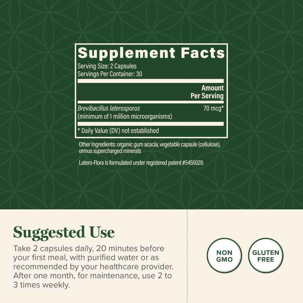 Latero-Flora bottle label confirms USA-made, quality manufacturing