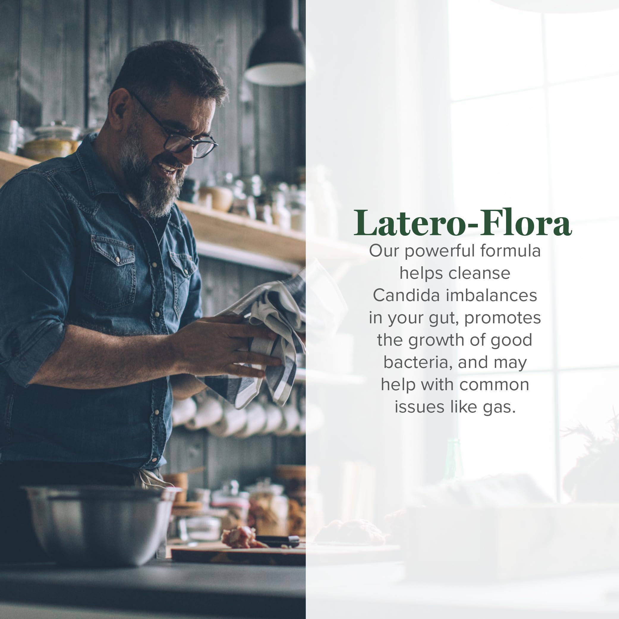 Latero-Flora capsules closeup promoting healthy intestinal flora