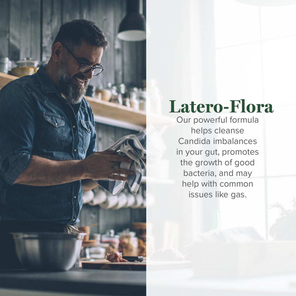 Latero-Flora capsules closeup promoting healthy intestinal flora