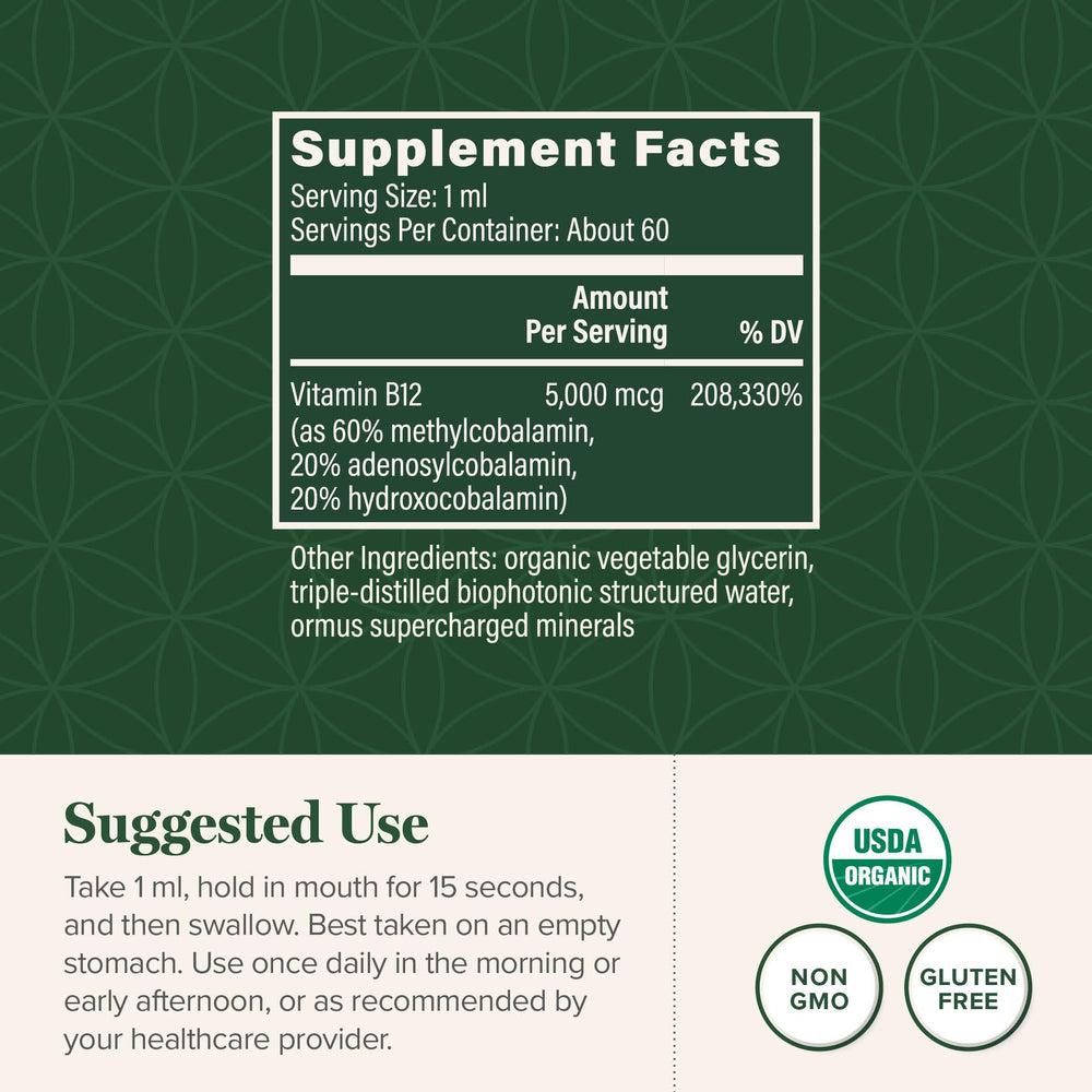 Global Healing Center label closeup highlights organic vegan ingredients and purity