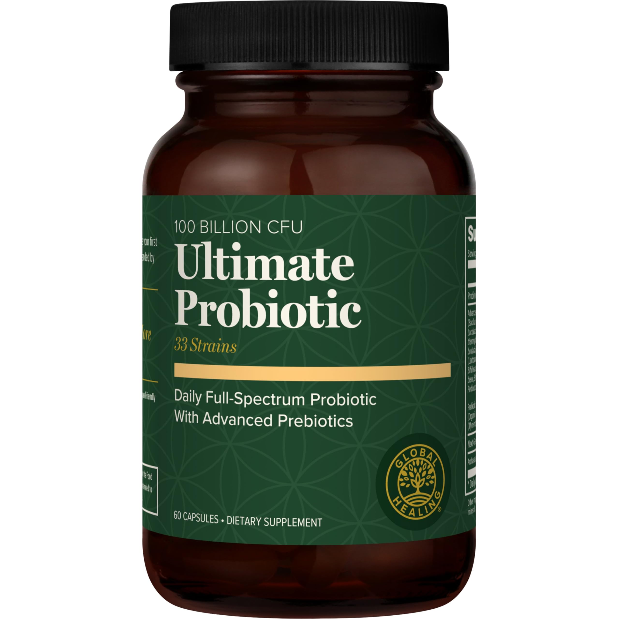 Global Healing Center Ultimate Probiotic bottle with 75B CFU and 25 strains for daily gut support