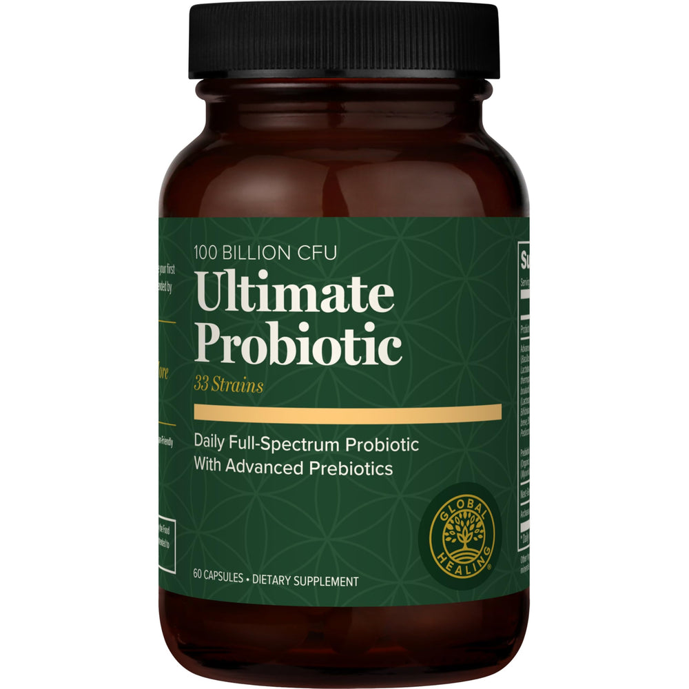 Global Healing Center Ultimate Probiotic bottle with 75B CFU and 25 strains for daily gut support