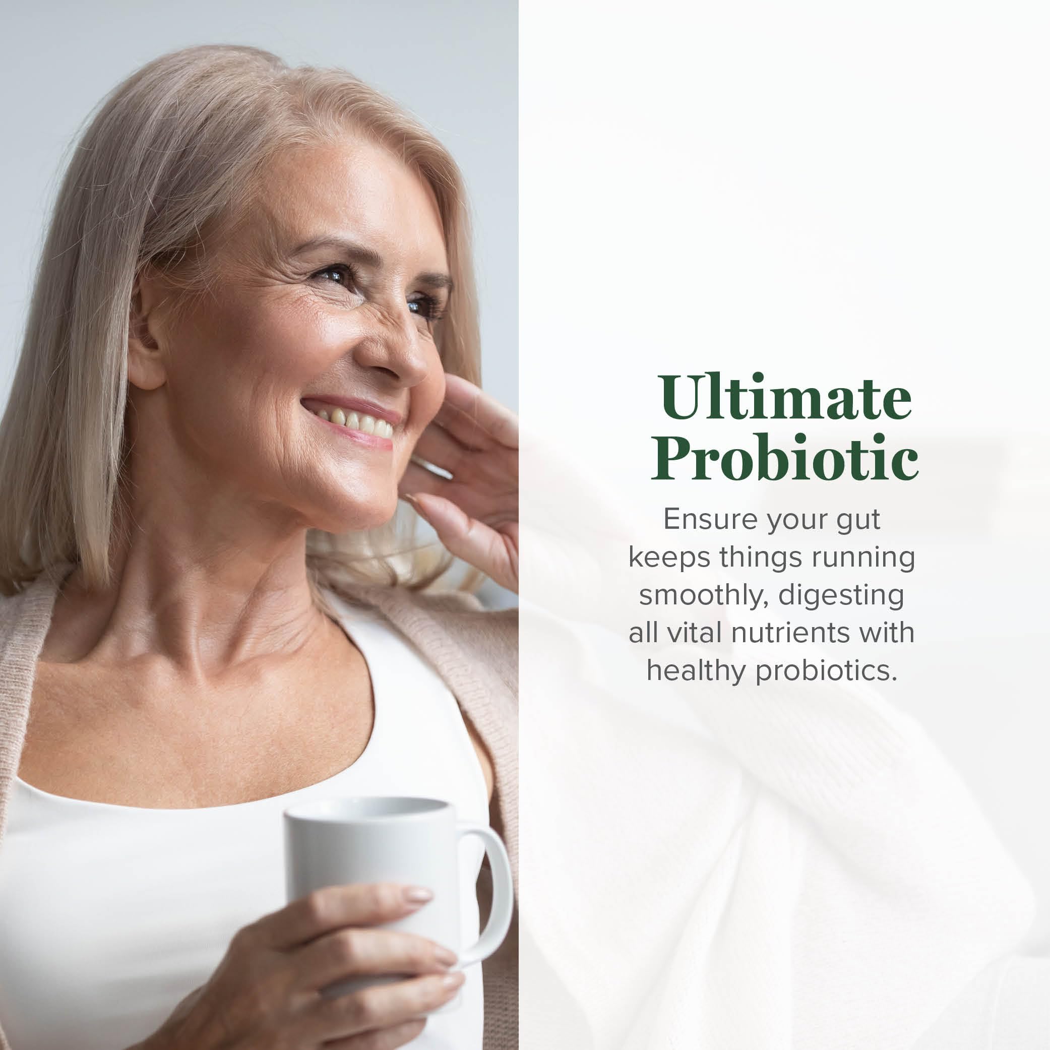 Label on Global Healing Center Ultimate Probiotic showing strain variety and potency