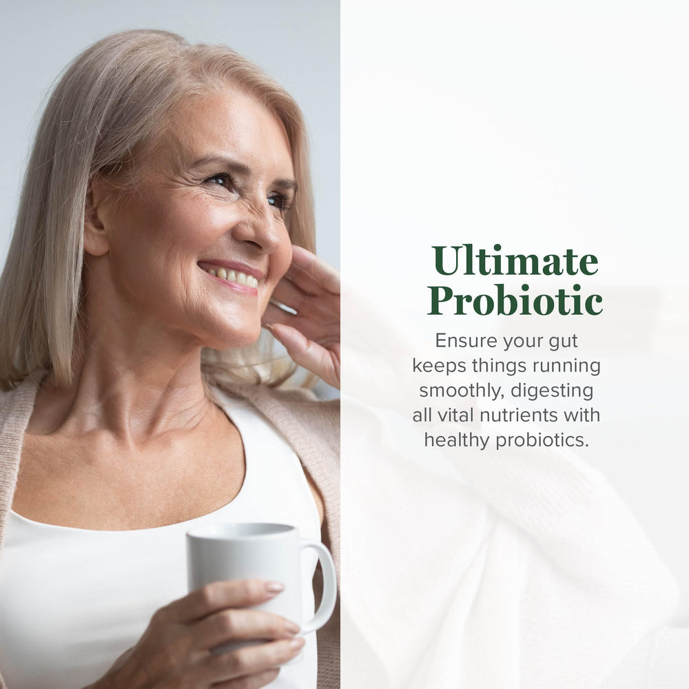 Label on Global Healing Center Ultimate Probiotic showing strain variety and potency