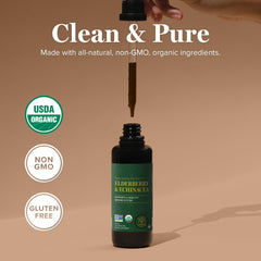 Global Healing Center USDA Organic label on elderberry echinacea blend.