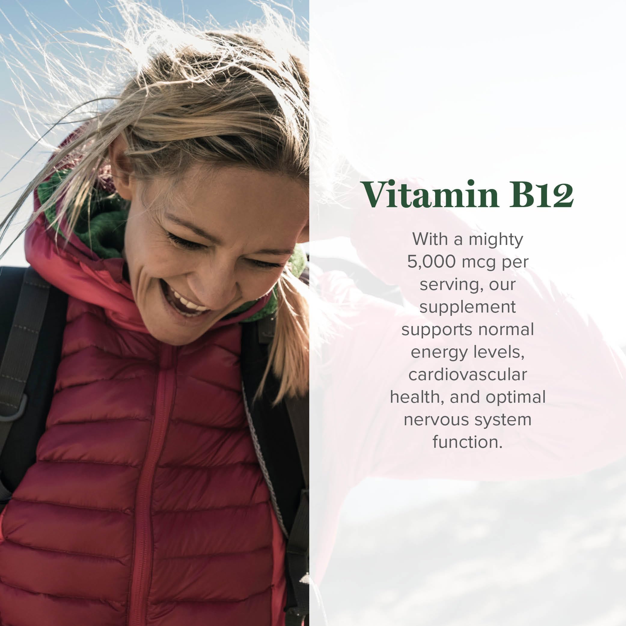 Global Healing Center Vitamin B12 Sublingual dropper pour highlights long lasting energy.