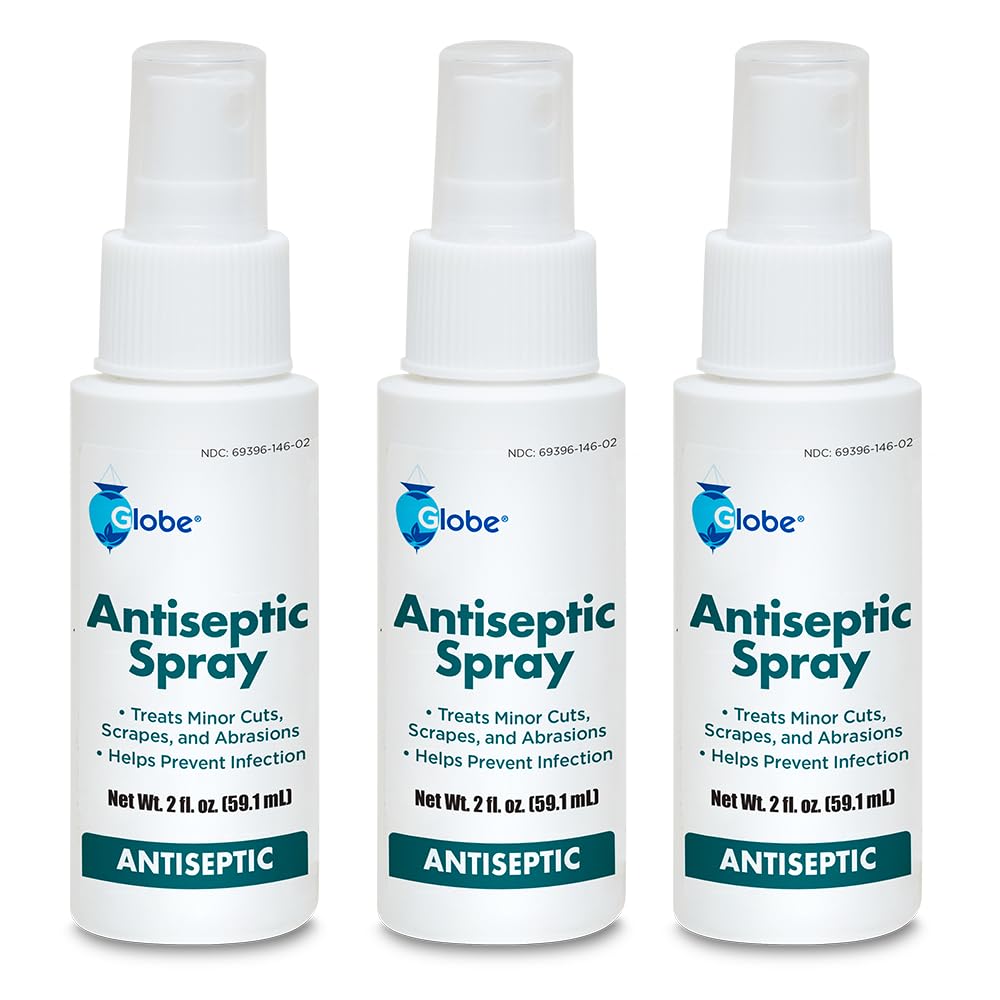 Globe antiseptic spray 3-pack bottles ready for wound care on the go