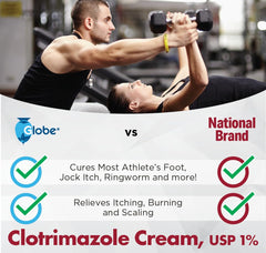 Globe Athlete's foot treatment area shows topical application for relief.