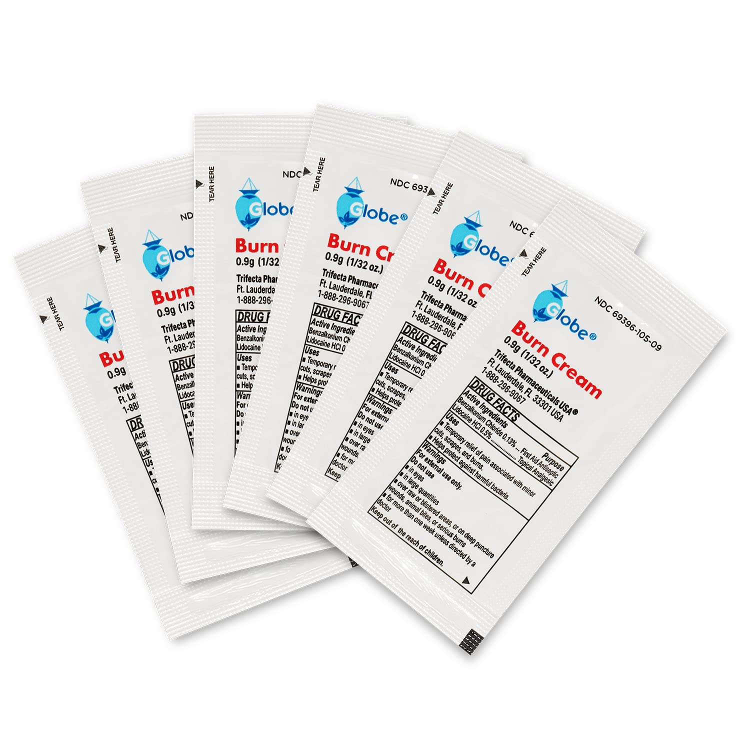 Globe Burn Cream packaging features showcase compact format for easy storage.