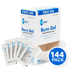 Globe burn gel application area closeup showing use.
