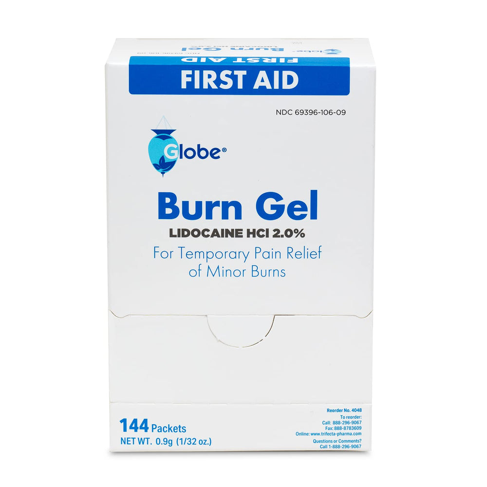 Globe burn gel ingredients label overview.
