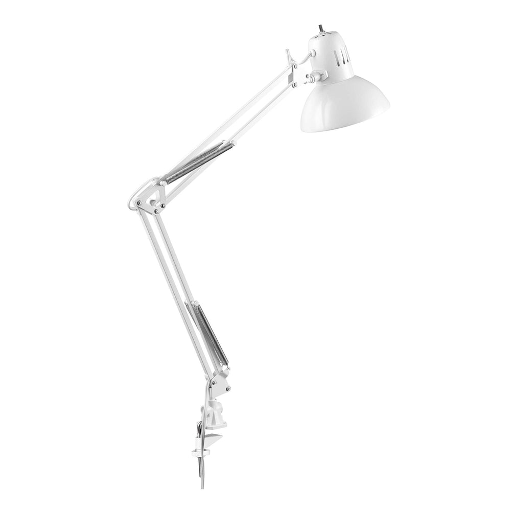 Globe Electric 52847 white desk lamp front view for clear task lighting