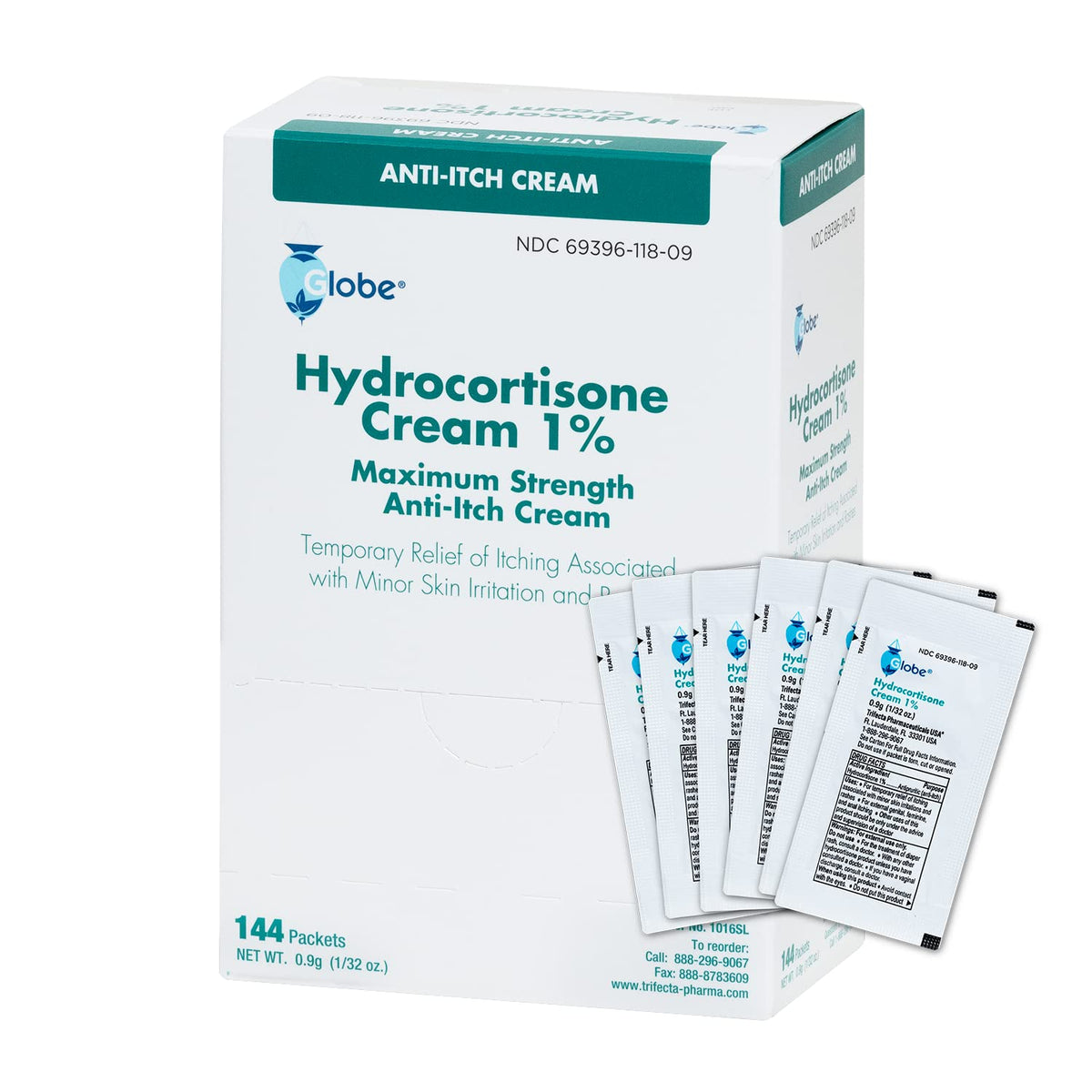 Globe Hydrocortisone 1percent packet for quick itch relief on the go