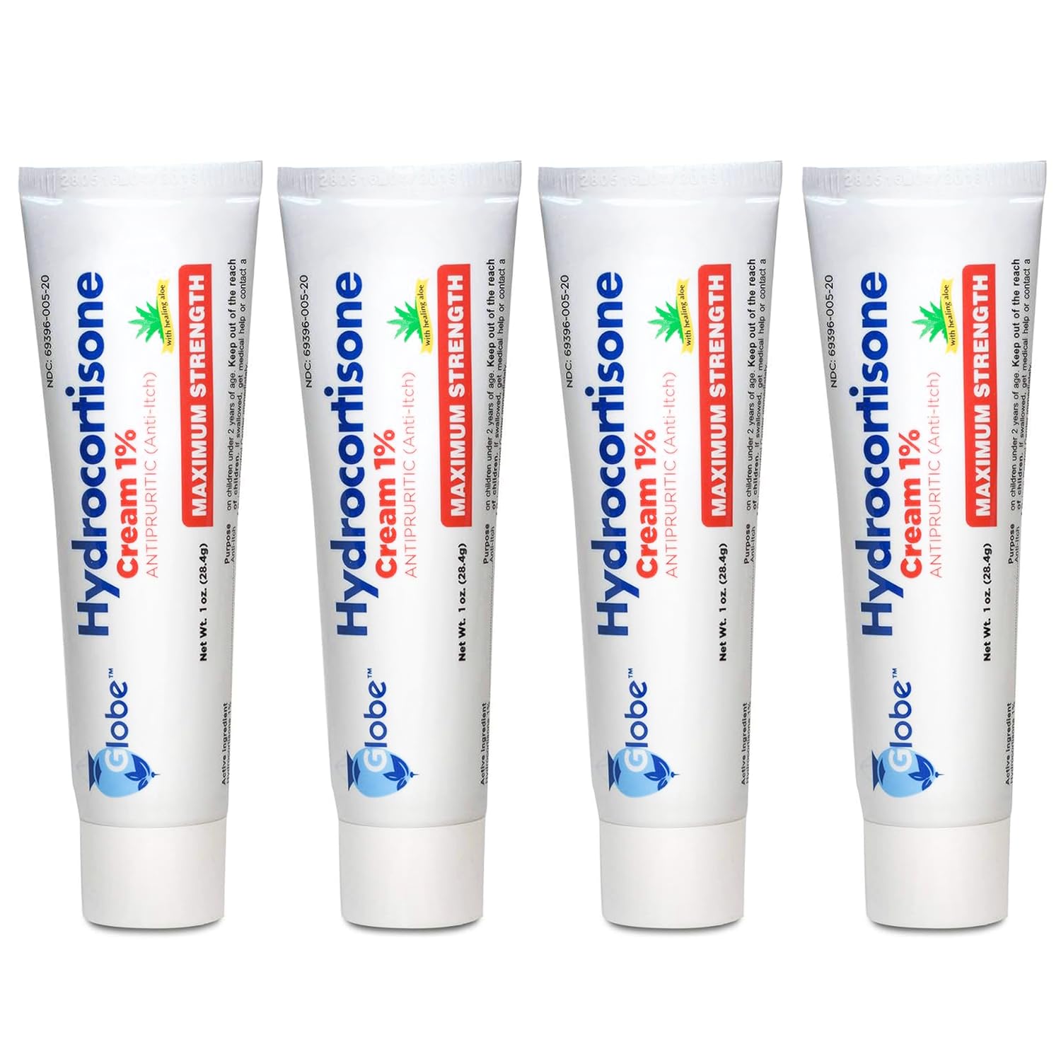 Globe Hydrocortisone 1% cream packaging shows trusted, maximum-strength relief for itchy skin
