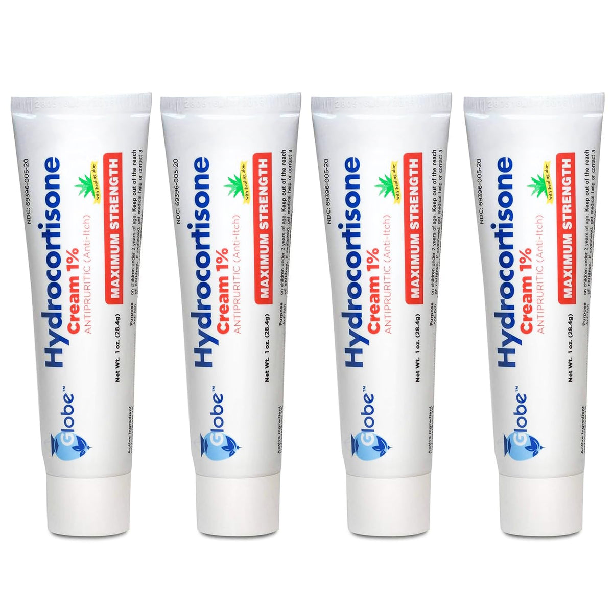 Globe Hydrocortisone 1% cream packaging shows trusted, maximum-strength relief for itchy skin