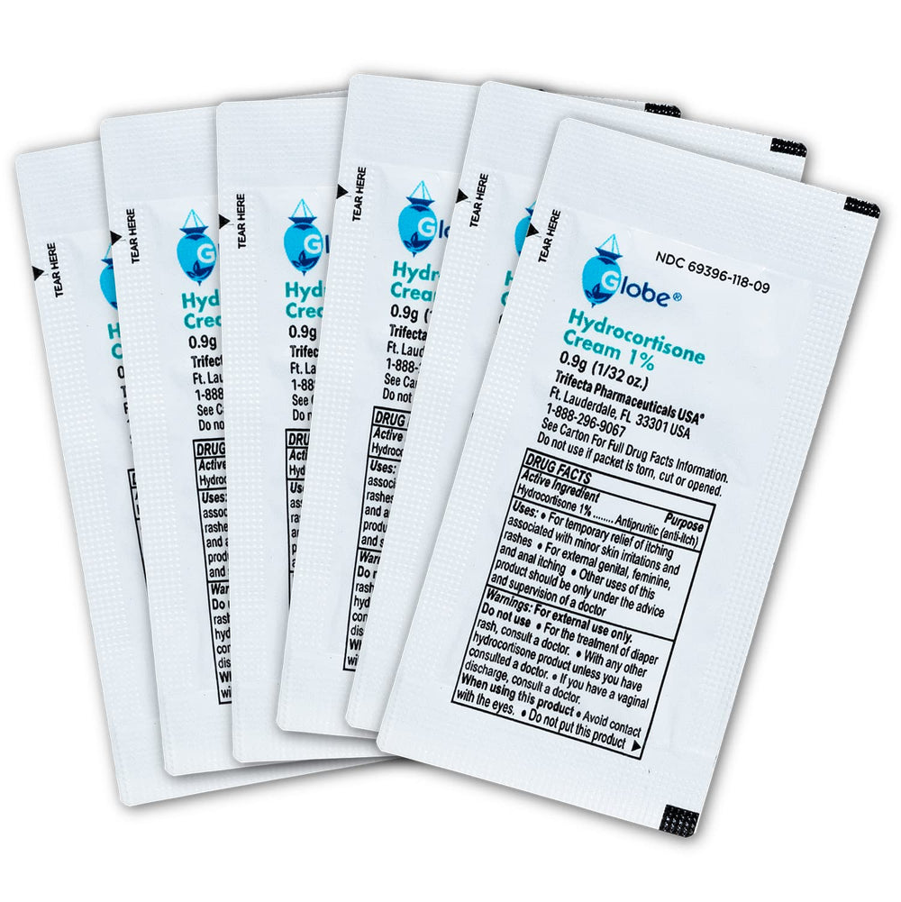 Globe Hydrocortisone back panel lists ingredients and usage