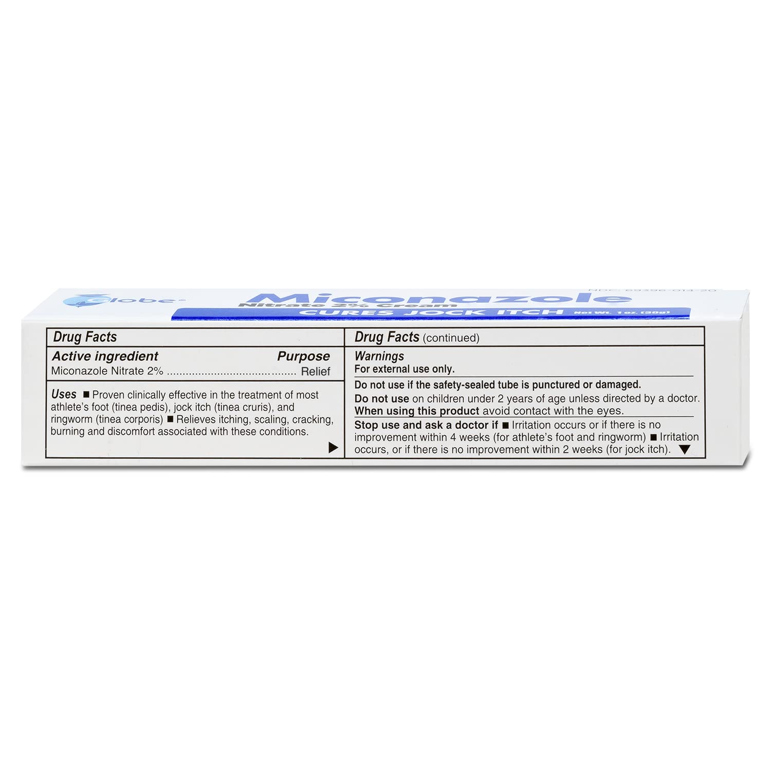 Globe Miconazole cream ingredients list emphasizes 2% active ingredient