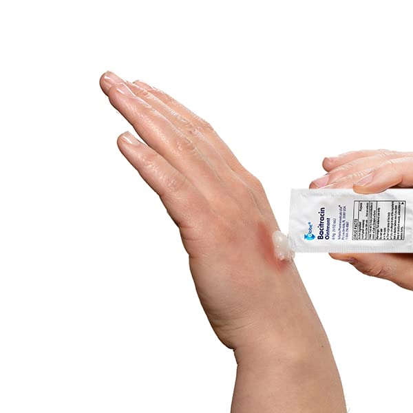 Globe bacitracin packet shown for minor wound care