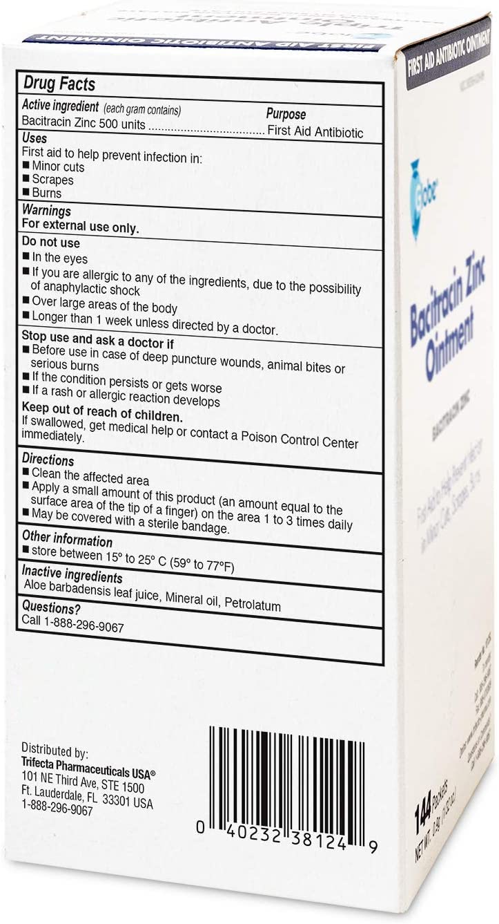 Globe NDC-labeled bacitracin ointment pack ensuring quality