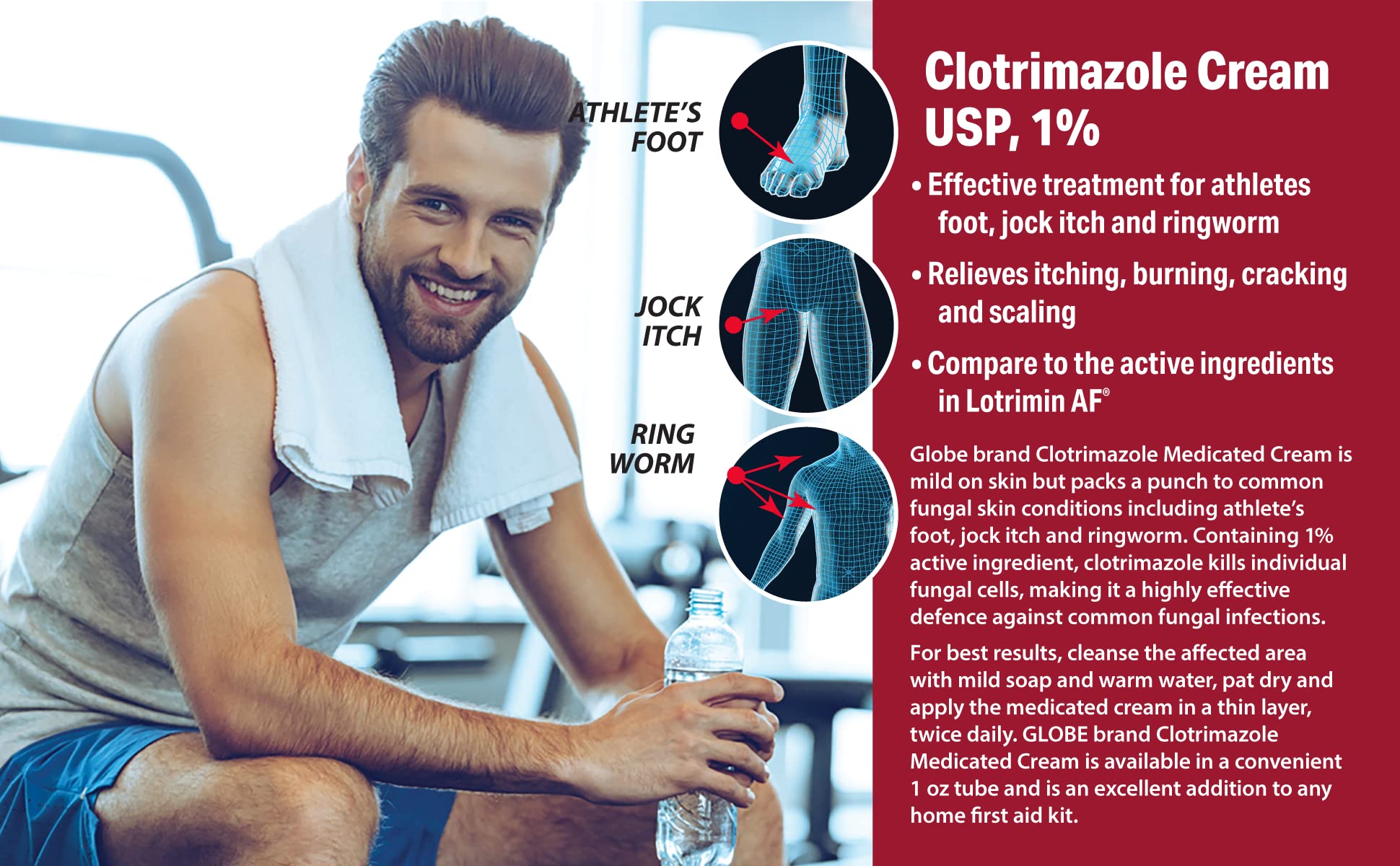Globe Pharmacy near-foot context showcasing athlete's foot relief scenario