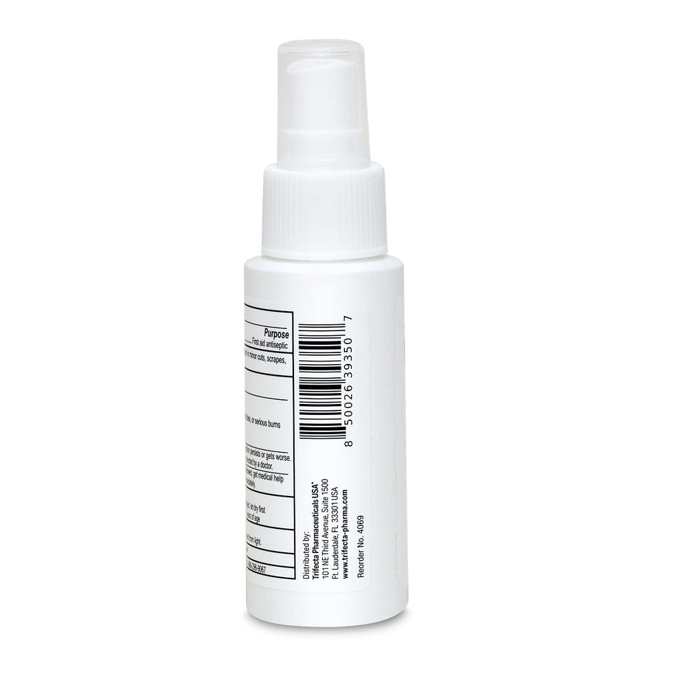 Globe spray on skin demonstration for minor wound cleansing.