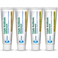 Globe Triple Antibiotic Ointment front tube displays essential protection for minor injuries
