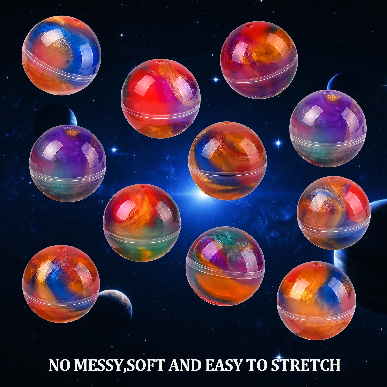Glompgz Galaxy Slime Ball Kit close-up colors, soft texture for tactile fun.