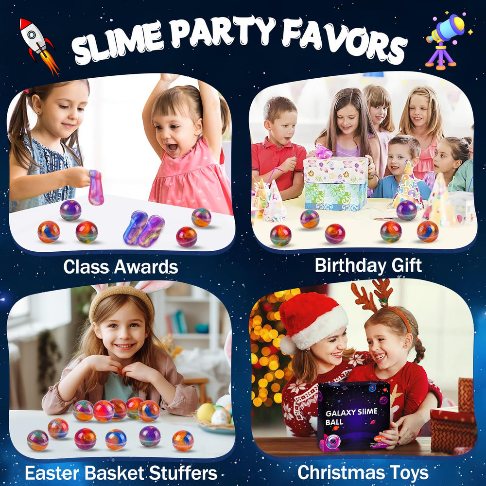 Glompgz Galaxy Slime Ball Kit diameter 1.4 inches for consistent play.