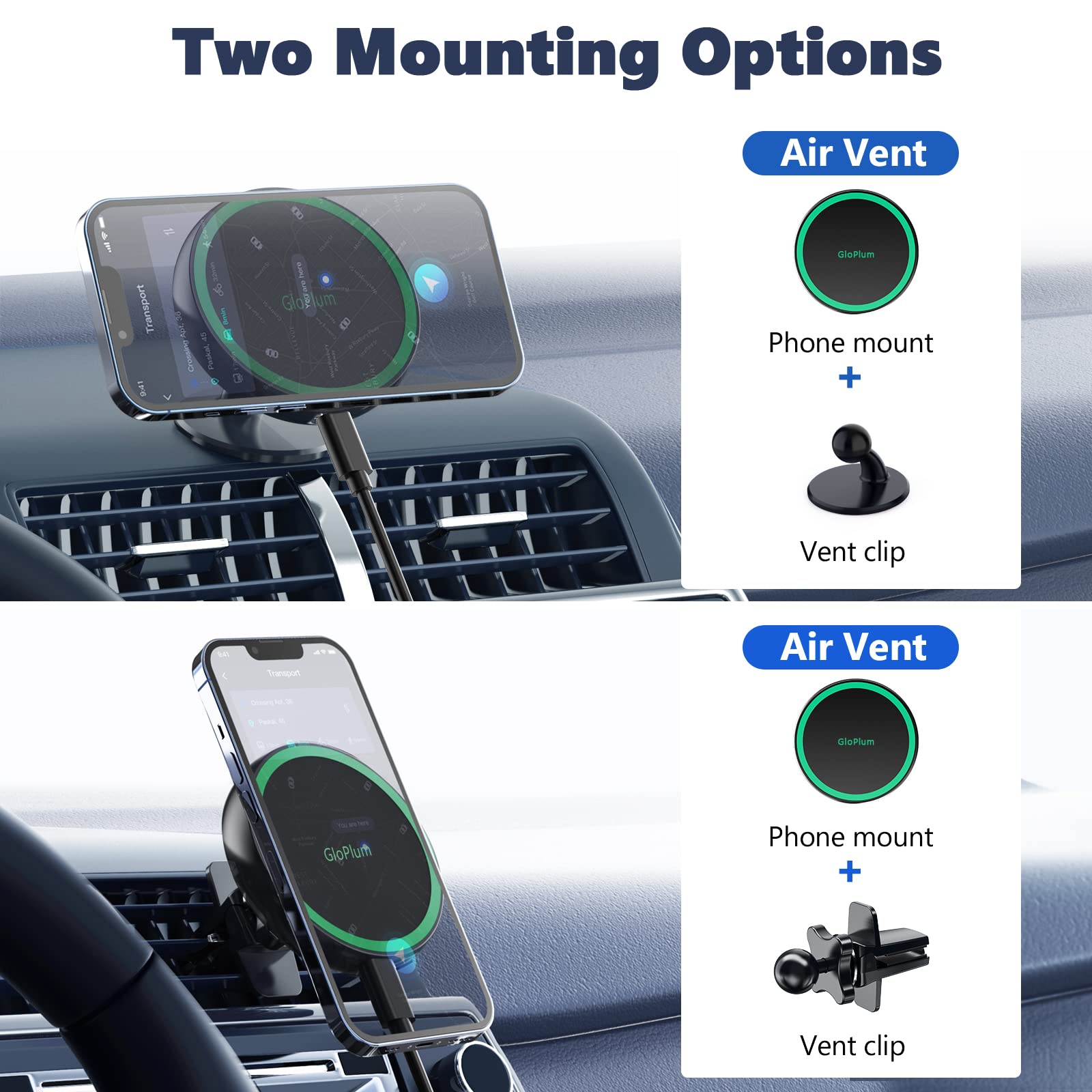 Gloplum mount with 360-degree rotation for optimal driving angles