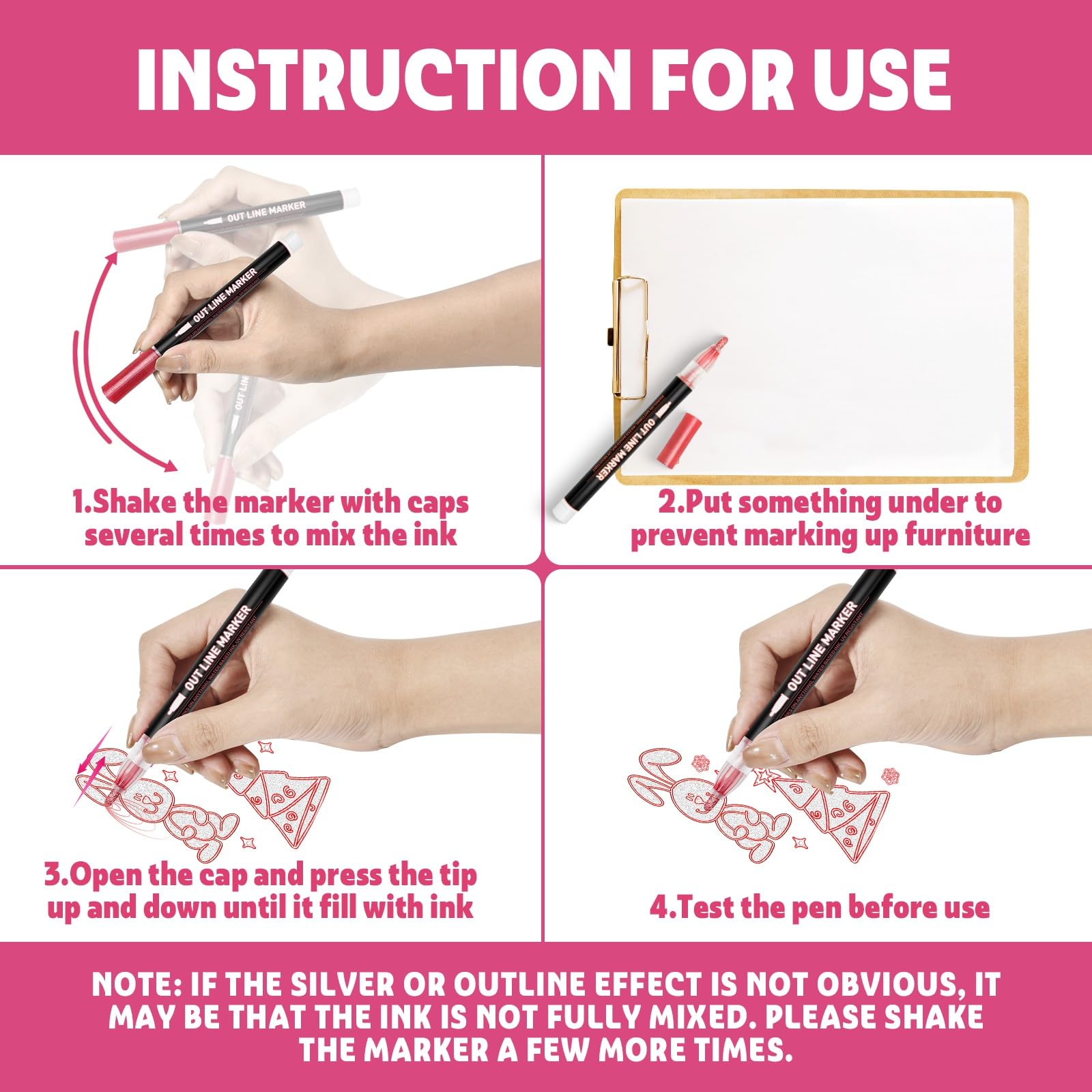 GLOPUS dual-tip technology creates silver on dark backgrounds.