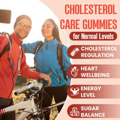 Glorithiventa cholesterol complex gummies being poured from the bottle for easy on-the-go intake.