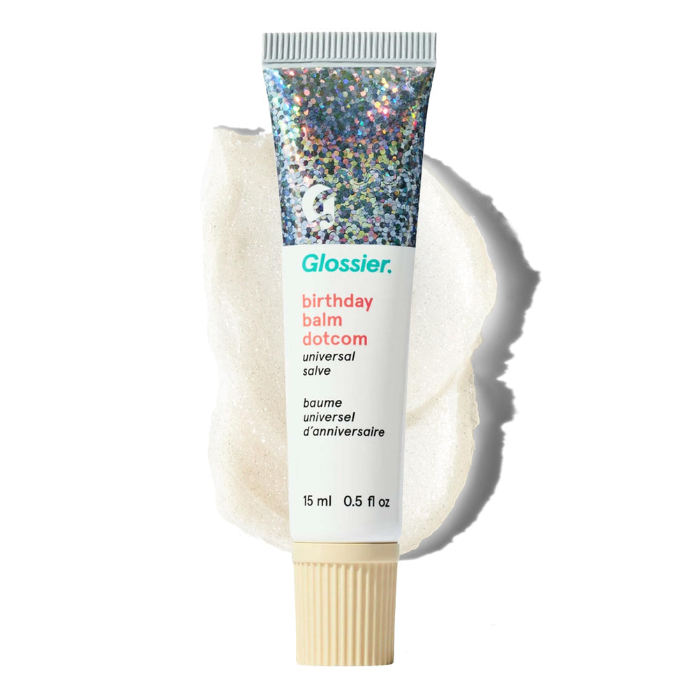 Glossier Balm Dotcom hydrating lip balm in a 15ml tube provides all-day moisture for lips.
