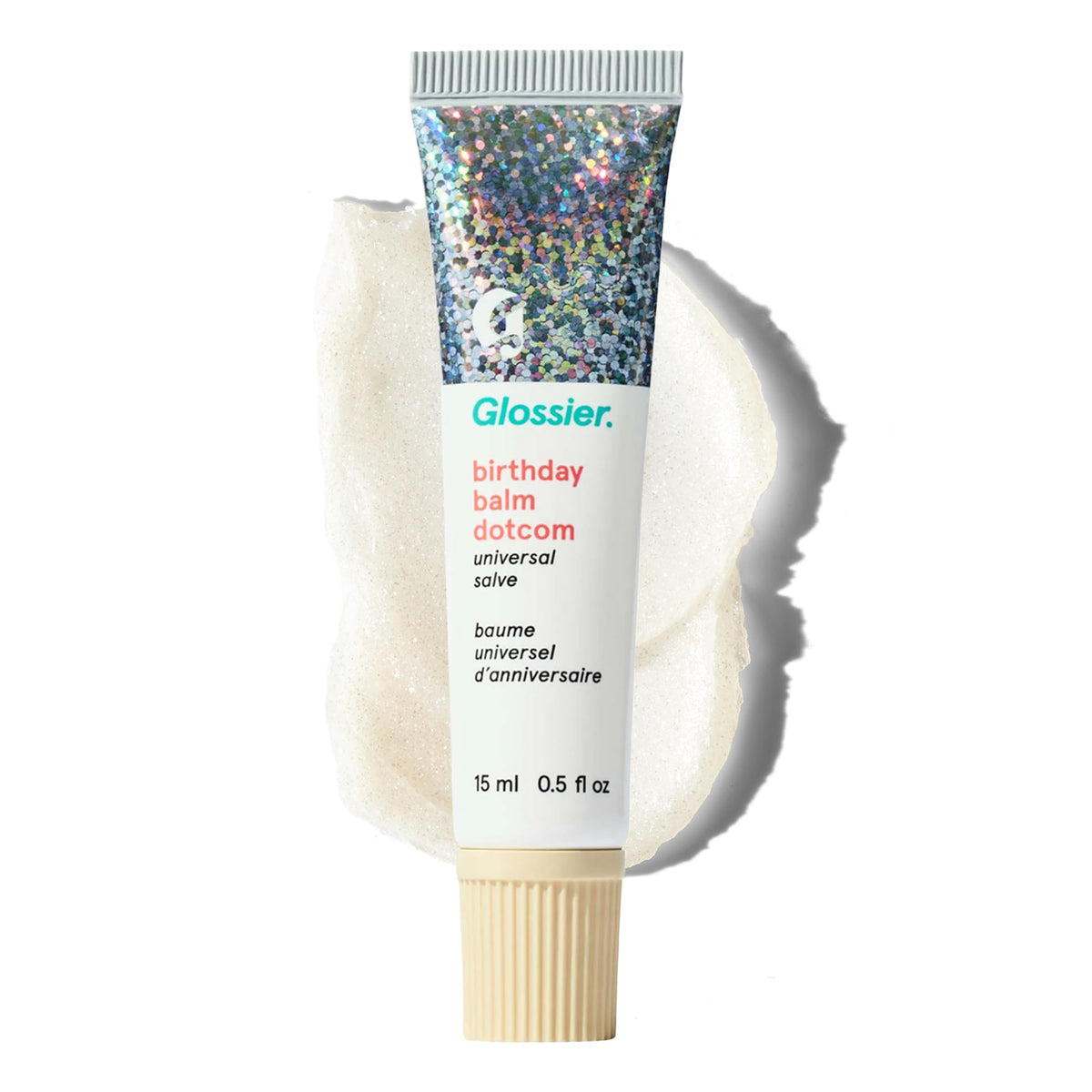 Glossier Balm Dotcom hydrating lip balm in a 15ml tube provides all-day moisture for lips.