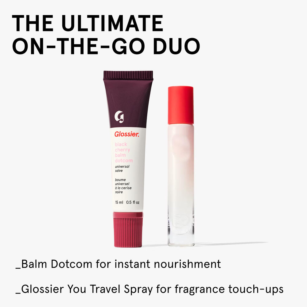Glossier Balm Dotcom packaging and branding signals premium lip care.