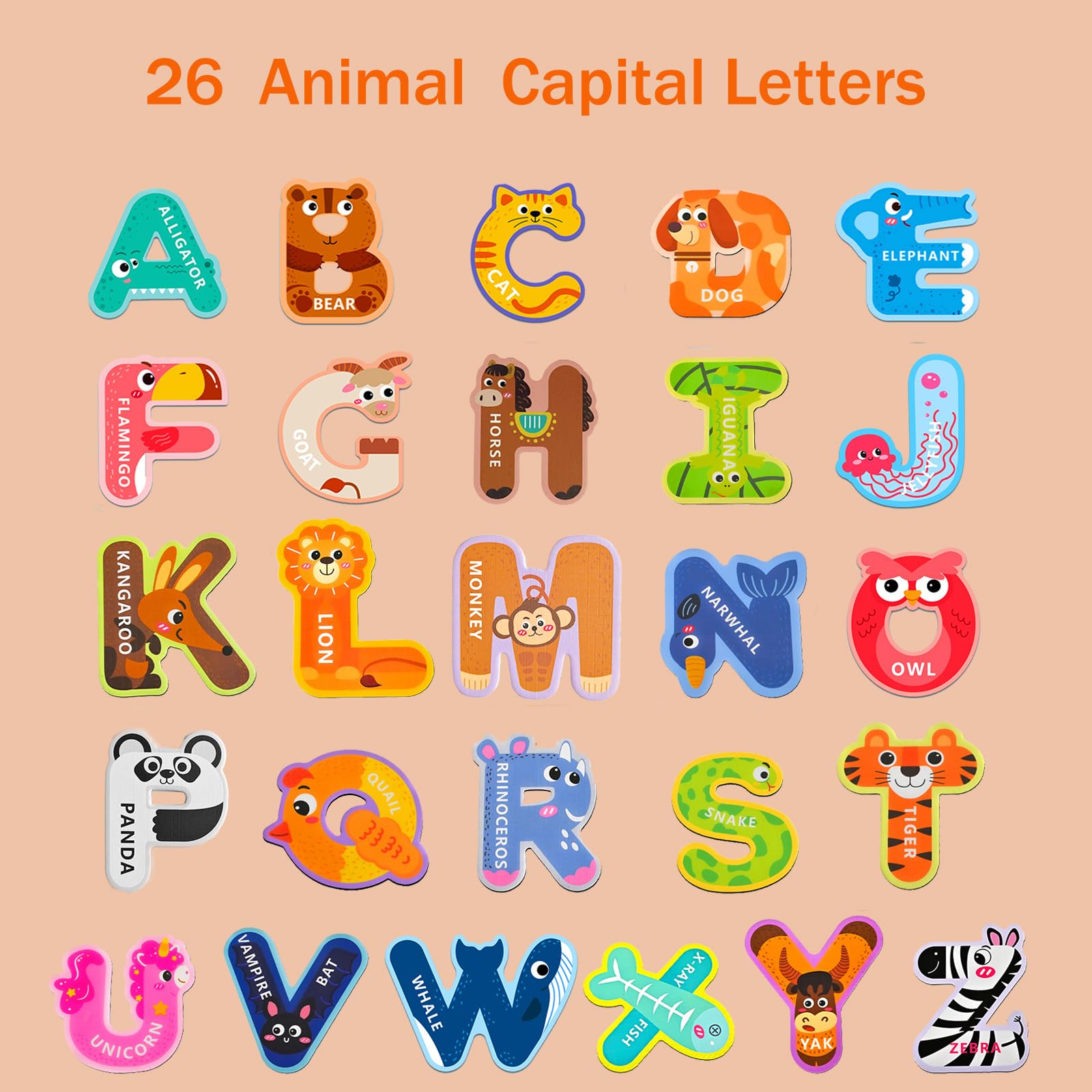 Gloswetify magnetic letters with full-back magnets for secure fridge placement.