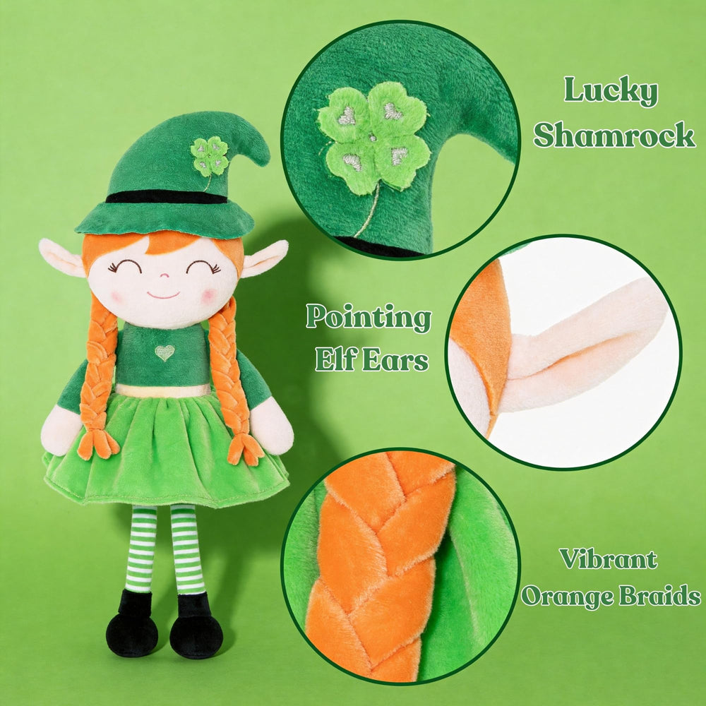 Gloveleya four-leaf clover motif plush for luck-inspired moments.
