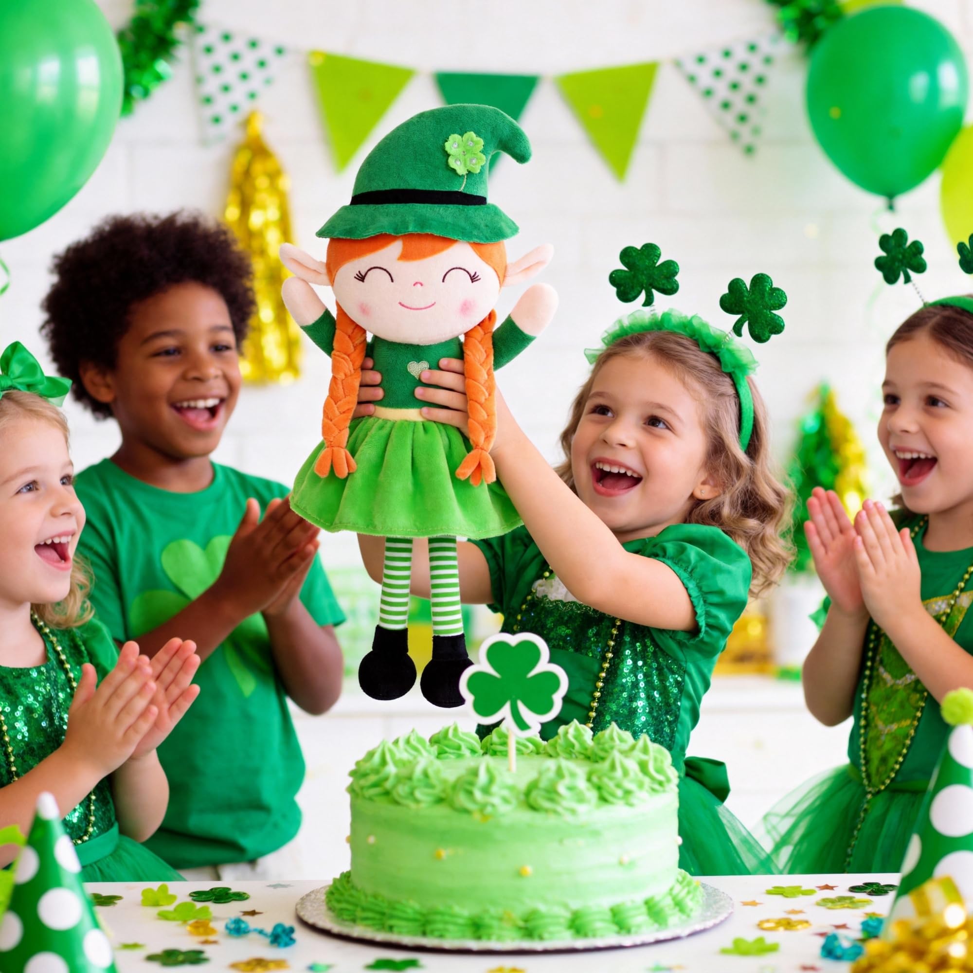 Gloveleya plush leprechaun baby girl figure for cozy bedtime routines.
