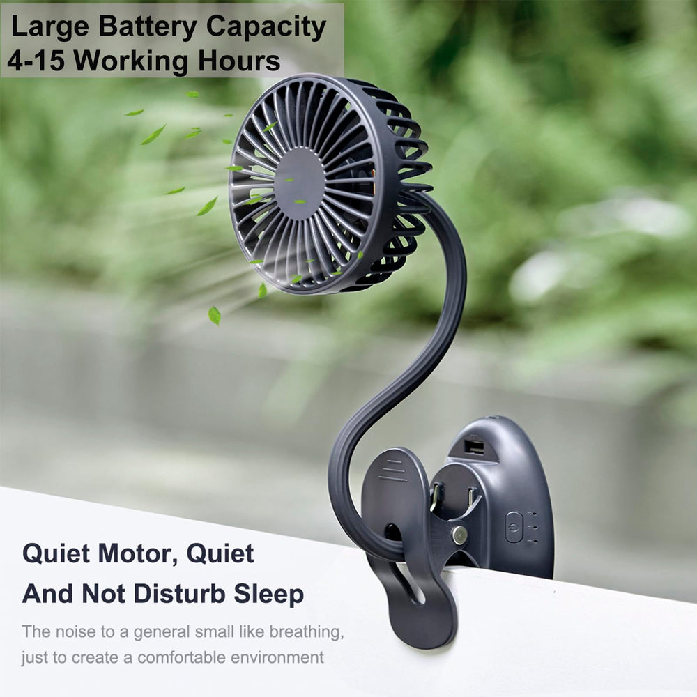 Glovion quiet motor desk fan provides a gentle breeze for focused work.