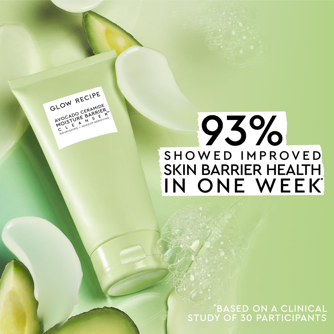Glow Recipe Avocado Ceramide Cleanser packaging showcased for daily skincare routine.